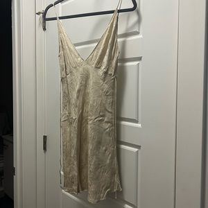 Aritzia rare mini silky floral embroidered dress low cut